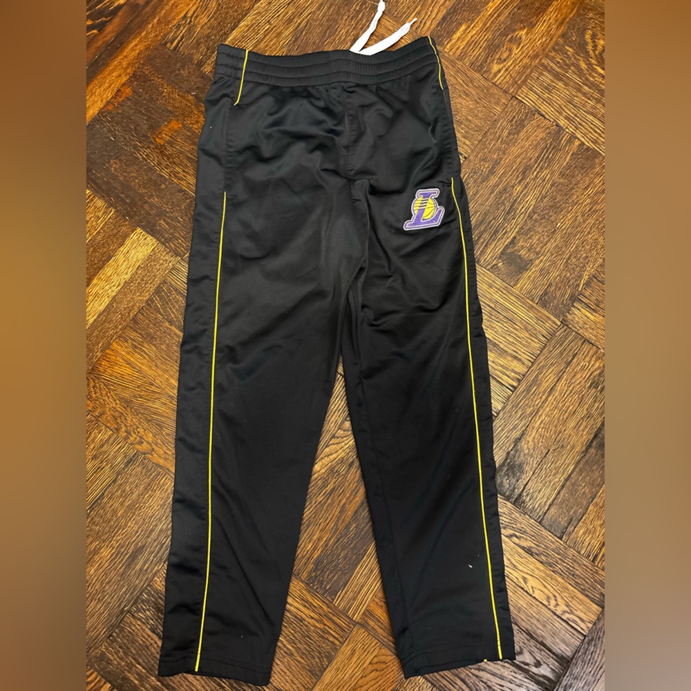 Black LA Lakers Track Pants with Yellow Stripe